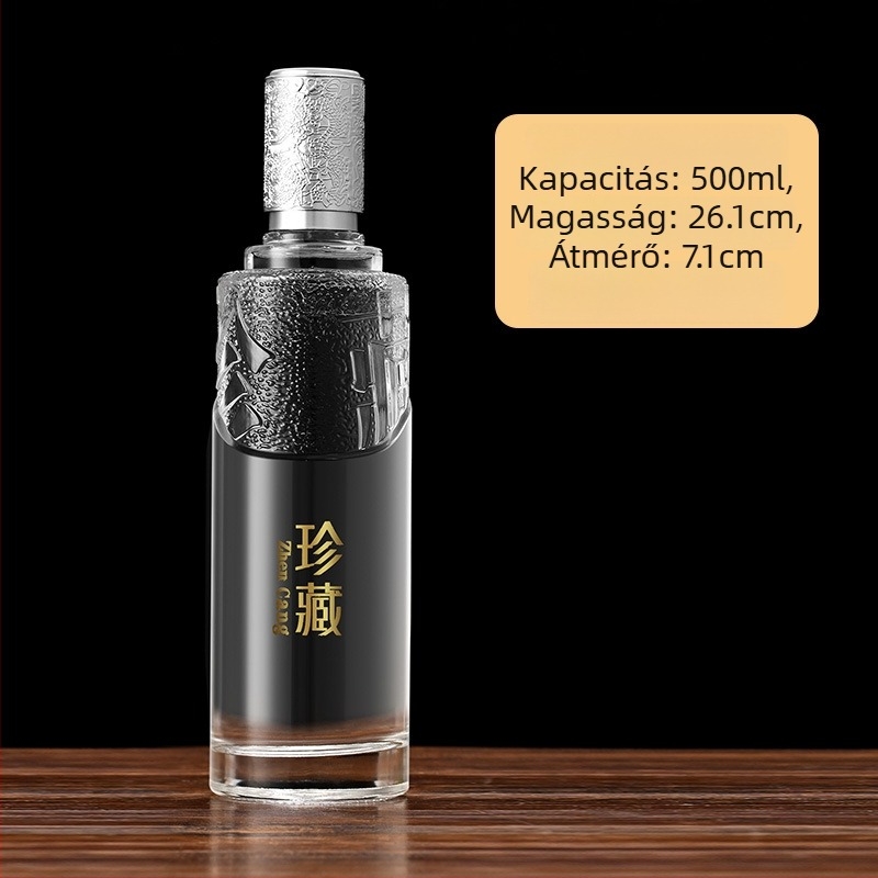 Prémium kristálytiszta üveg 500 ml üres, italok csomagolásához, ajándékdobozos készlet