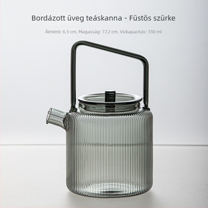 Átlátszó, többszínű üveg teáskanna zöld teához, hőálló, kínai stílusú, fogantyúval és szűrővel a hideg áztatáshoz