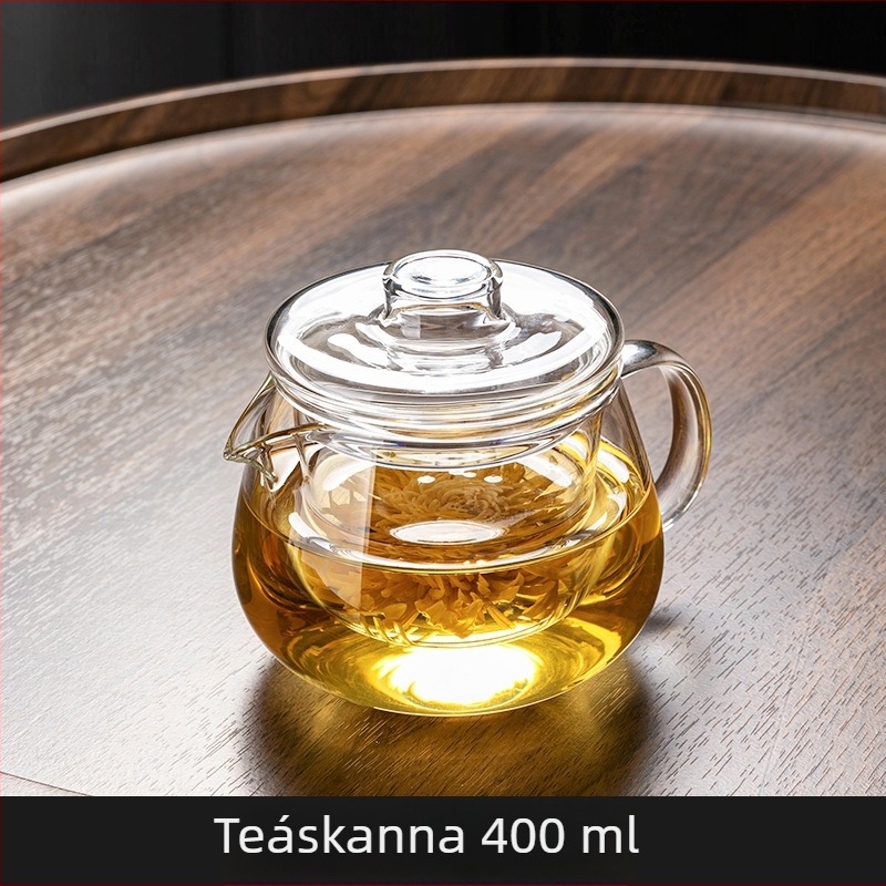 Otthoni virágtea főző teáskanna, magas boroszilikát üvegből, vastított falú, hőálló, tea és víz elválasztása