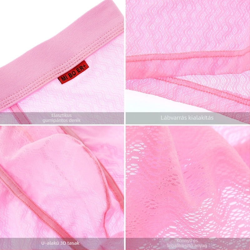 Férfi hálószövött, lélegző boxer brief – nylon, sima szövés, középmagas derék, egyszínű, OEM elérhető