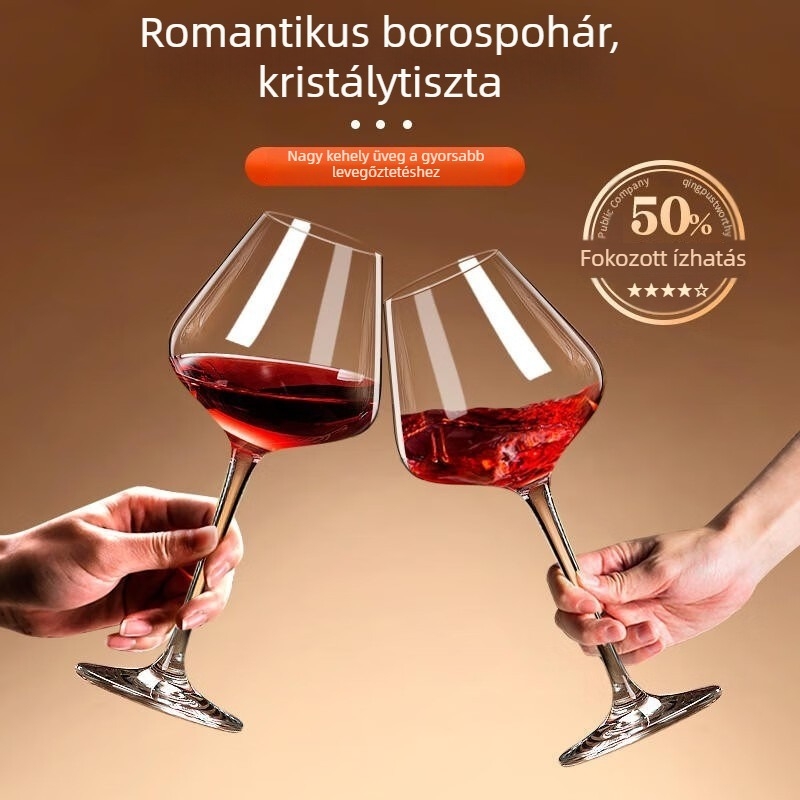 Vörösboros kristály pohár, kiváló minőségű, otthoni használatra, modern minimalist stílus, kapacitás 1000 ml vagy több