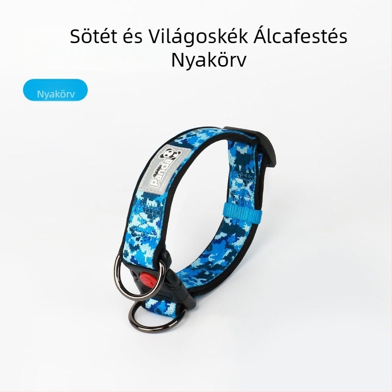 Közepes és nagy testű kutyák számára készült póráz, például corgi, shiba inu, labrador és malinois számára, nyakörvvel és állítható nyakpánttal.