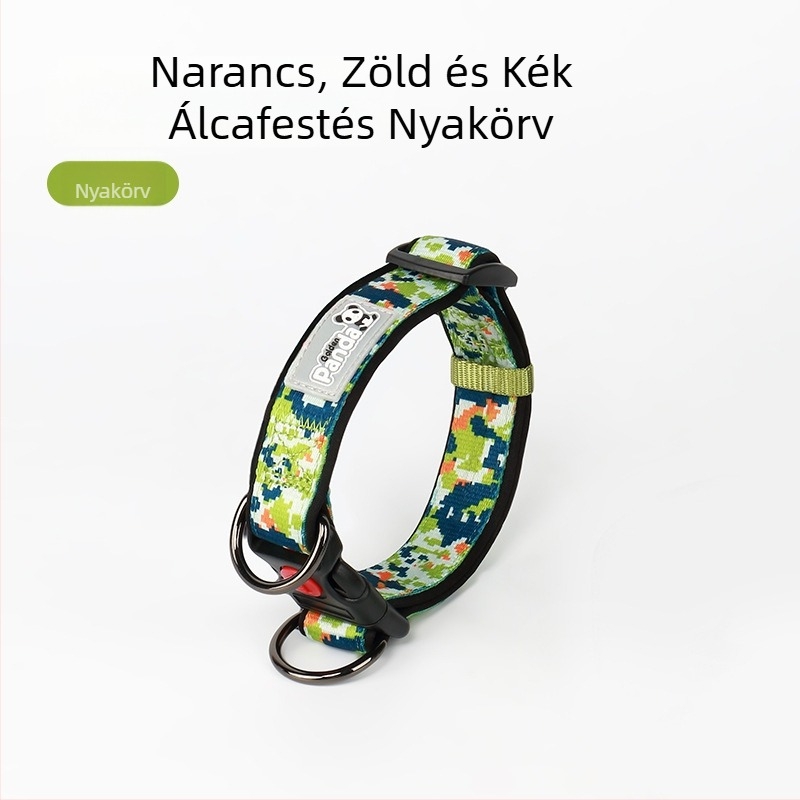 Közepes és nagy testű kutyák számára készült póráz, például corgi, shiba inu, labrador és malinois számára, nyakörvvel és állítható nyakpánttal.