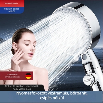 Nyomásnövelő zuhanyfej készlet szűrővel, zuhanycsappal, fürdővízmelegítővel, zuhanycsővel és falikonzollal otthoni használatra
