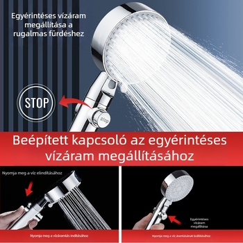 Nyomásnövelő zuhanyfej készlet szűrővel, zuhanycsappal, fürdővízmelegítővel, zuhanycsővel és falikonzollal otthoni használatra