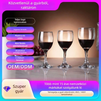 Vörösboros pohár száras, üvegből, otthoni használatra, 101–200 ml, modern minimalista stílus