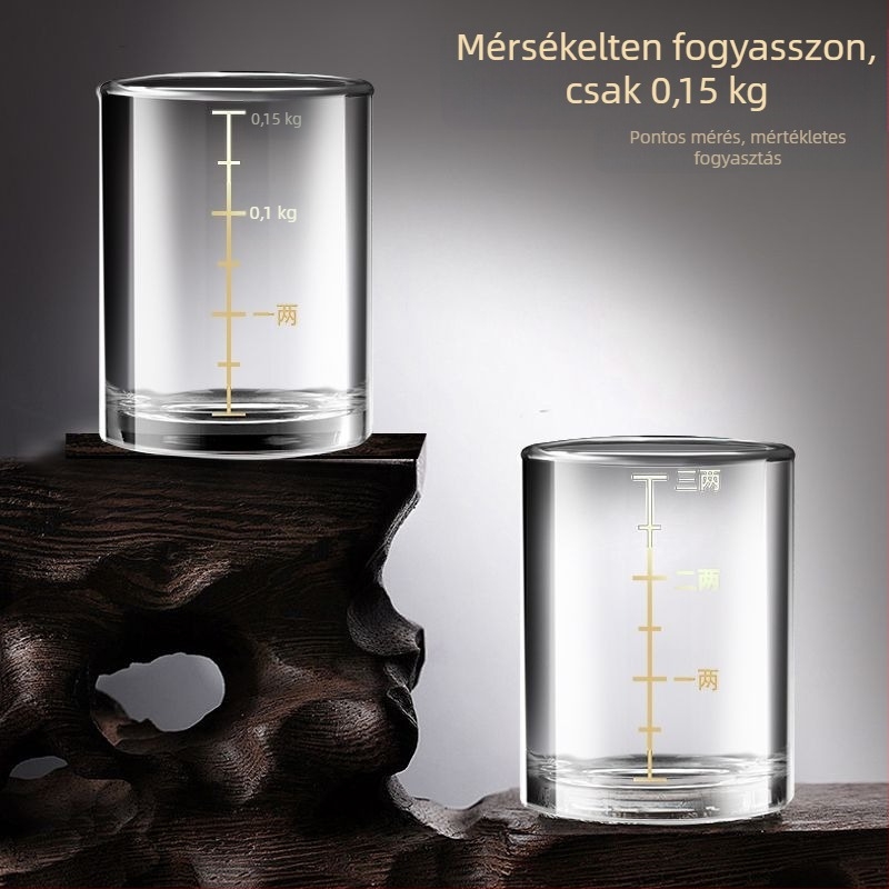 Ólommentes üveg likőrpohár graduált skálával, 150 ml-es kapacitású, magas minőségű otthoni bárfelszerelés