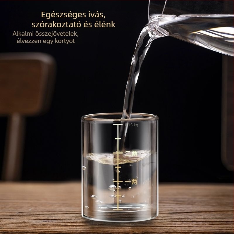 Ólommentes üveg likőrpohár graduált skálával, 150 ml-es kapacitású, magas minőségű otthoni bárfelszerelés