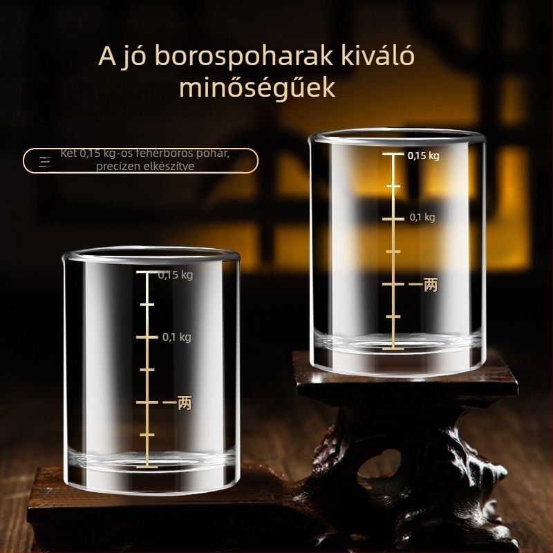 Ólommentes üveg likőrpohár graduált skálával, 150 ml-es kapacitású, magas minőségű otthoni bárfelszerelés