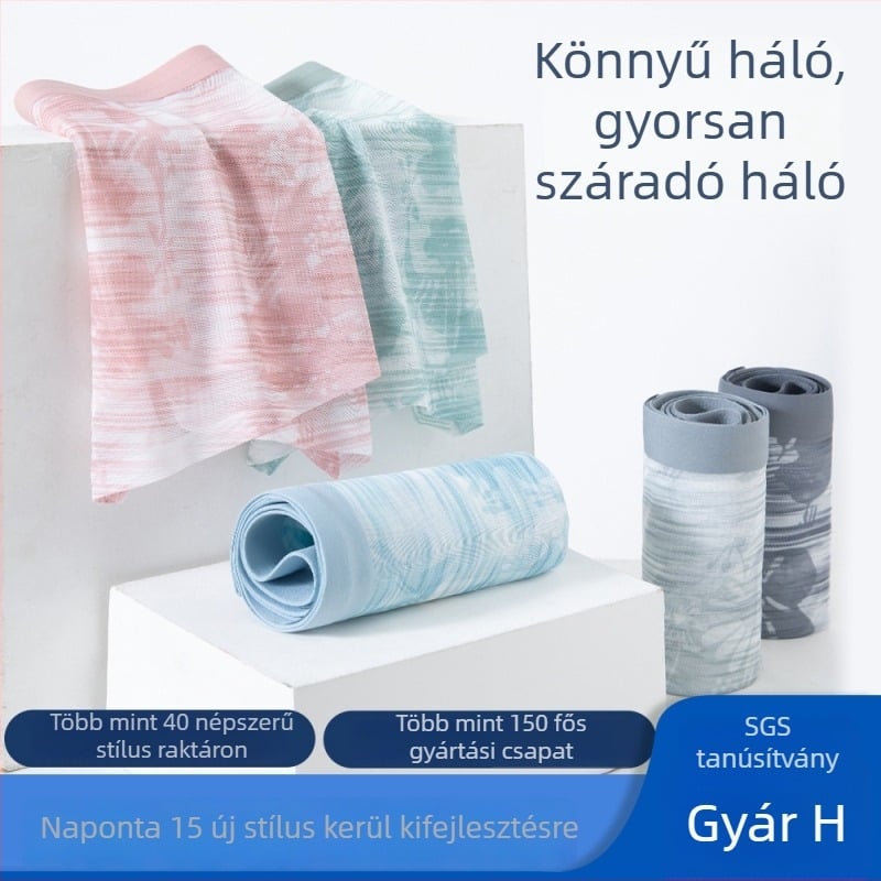 Férfi hálós anyagú Ice Silk boxer rövidnadrág – gyors száradás, lélegző, varrás nélküli, középmagas derekú