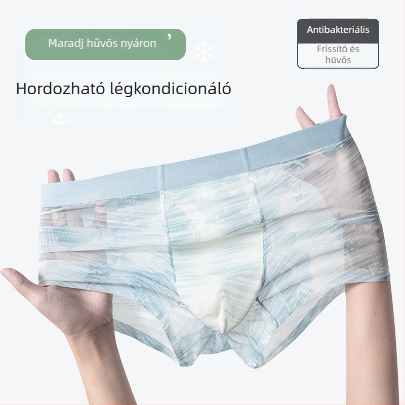 Férfi hálós anyagú Ice Silk boxer rövidnadrág – gyors száradás, lélegző, varrás nélküli, középmagas derekú