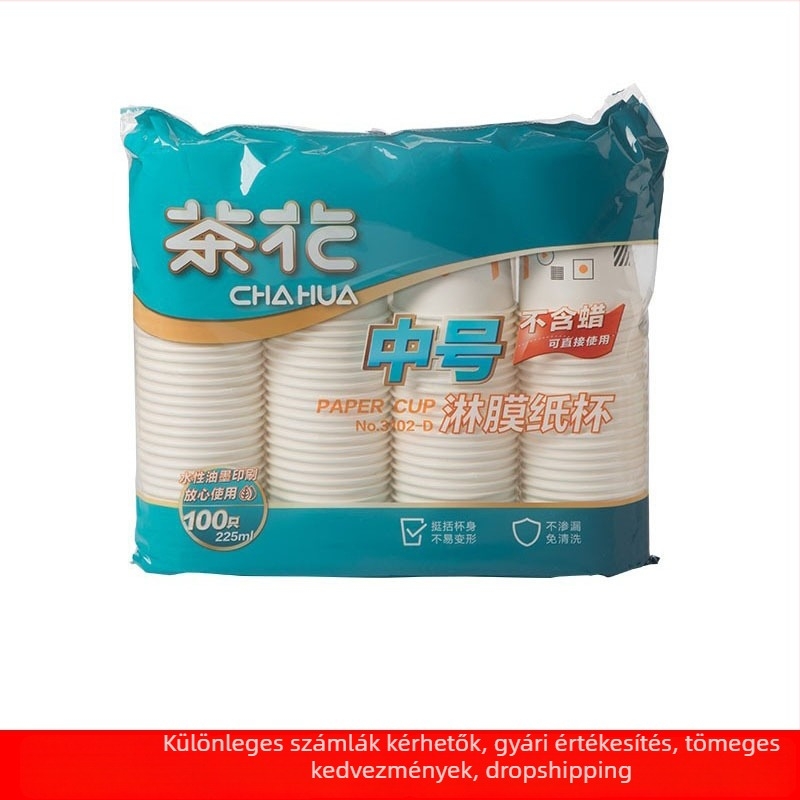 Camellia egyszerű használatos bevont papírpohár, kis méret, 201–300 ml, otthoni és irodai használatra