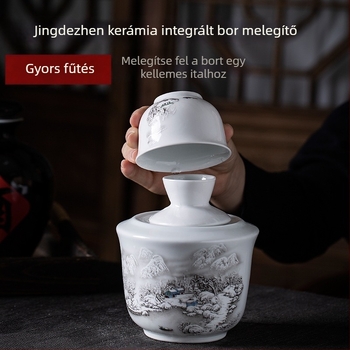 Porcelános melegítő készlet poharakkal alkoholtartalmú italokhoz
