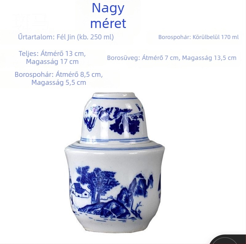 Porcelános melegítő készlet poharakkal alkoholtartalmú italokhoz
