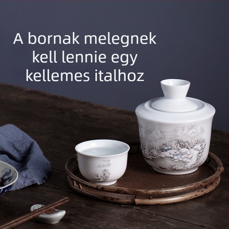 Porcelános melegítő készlet poharakkal alkoholtartalmú italokhoz