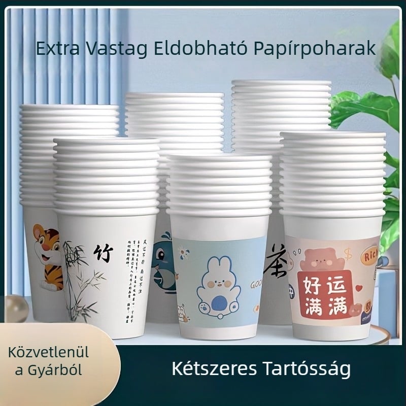Egyszer használatos papír poharak forró italokhoz, élelmiszer-minőségű, hőálló, 101–200 ml, otthoni használatra