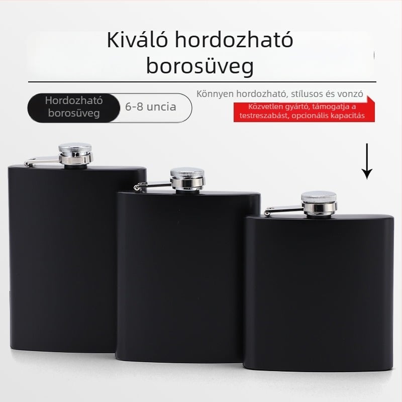 6 oz rozsdamentes acél flaska spray bevonattal, hordozható kültéri lapos palack