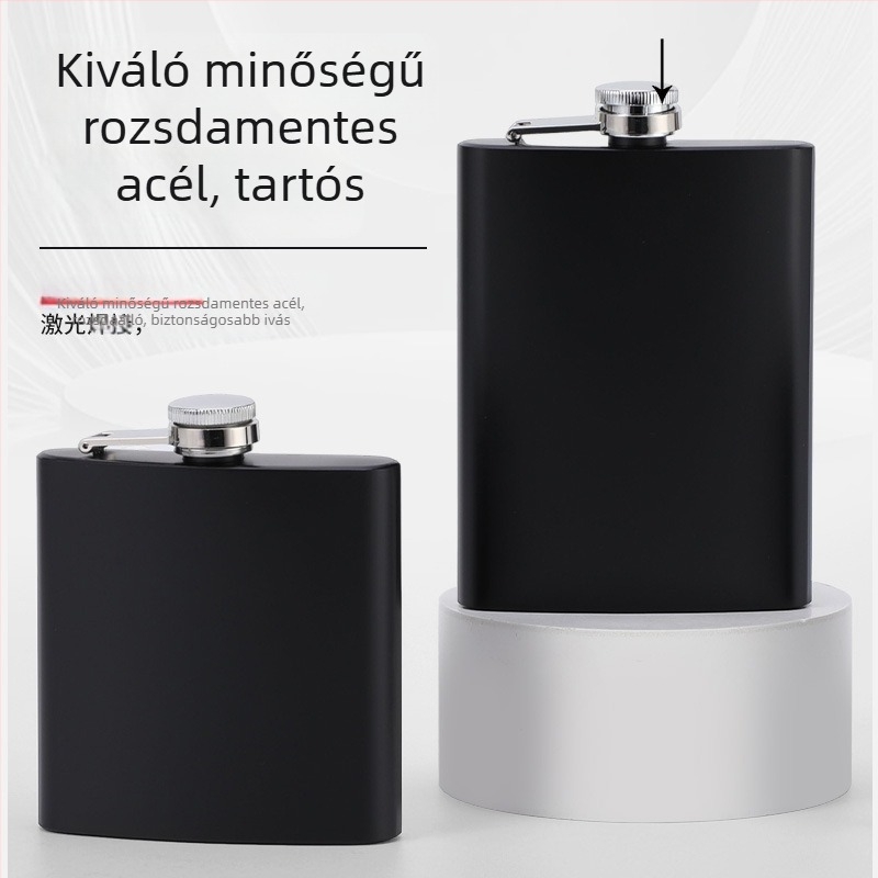 6 oz rozsdamentes acél flaska spray bevonattal, hordozható kültéri lapos palack