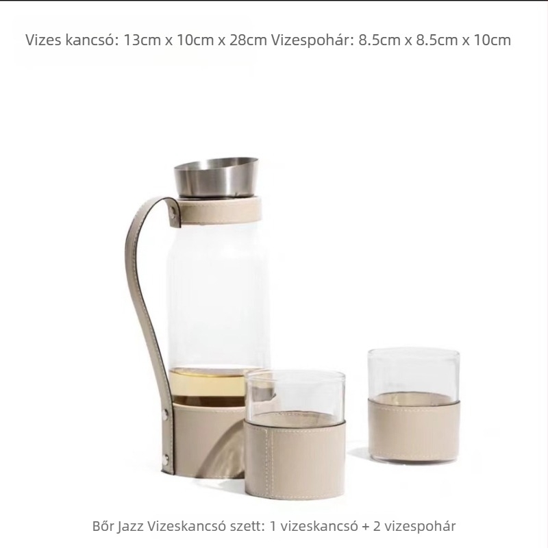 Bőrrel bevont üveg vízforraló, modern minimalist design
