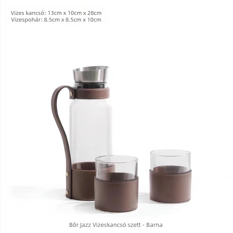 Bőrrel bevont üveg vízforraló, modern minimalist design