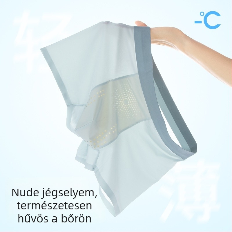 Férfi ice silk nyári varrat nélküli boxeralsó, ultra vékony, lélegző, antibakteriális, plusz méret