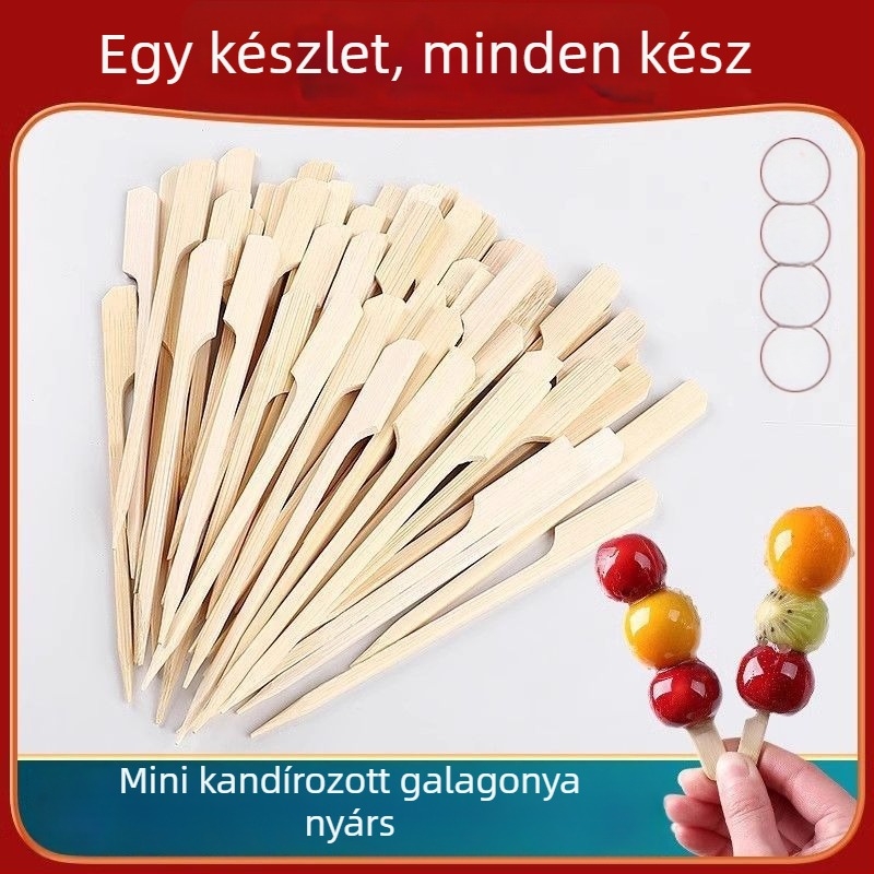 Oden pálcák bambuszón, karamellizált gyümölcsös pálcák, grillpálcák, gyümölcsös pálcák, egyszer használatos, aranyos mini pálcák