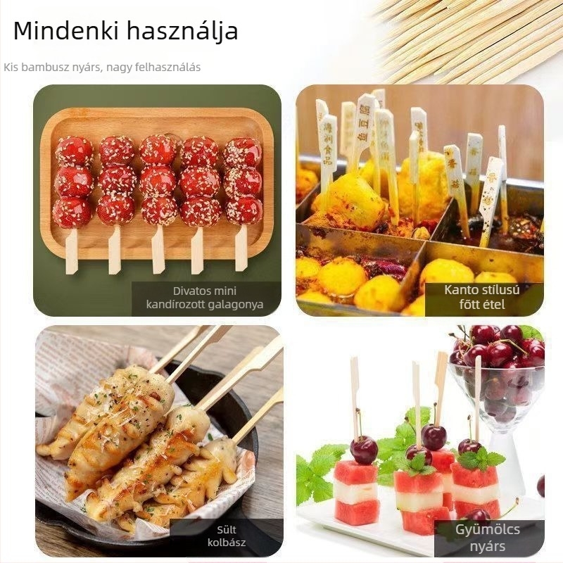 Oden pálcák bambuszón, karamellizált gyümölcsös pálcák, grillpálcák, gyümölcsös pálcák, egyszer használatos, aranyos mini pálcák