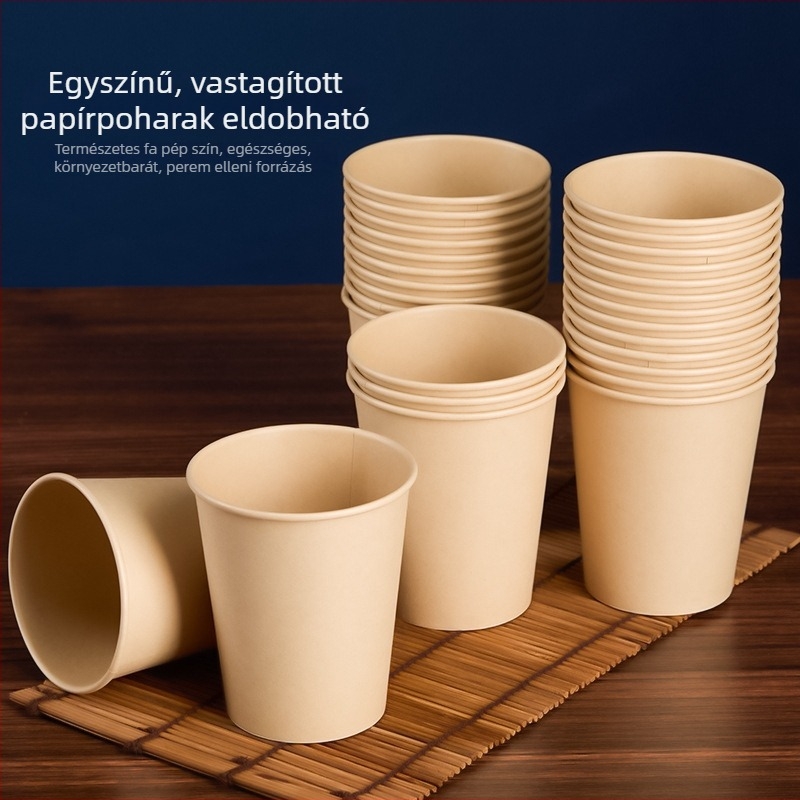 Egyszínű, vastagított egyszer használatos papír poharak forró italokhoz, otthoni és irodai felhasználásra, 201–300 ml, dobozos készlet