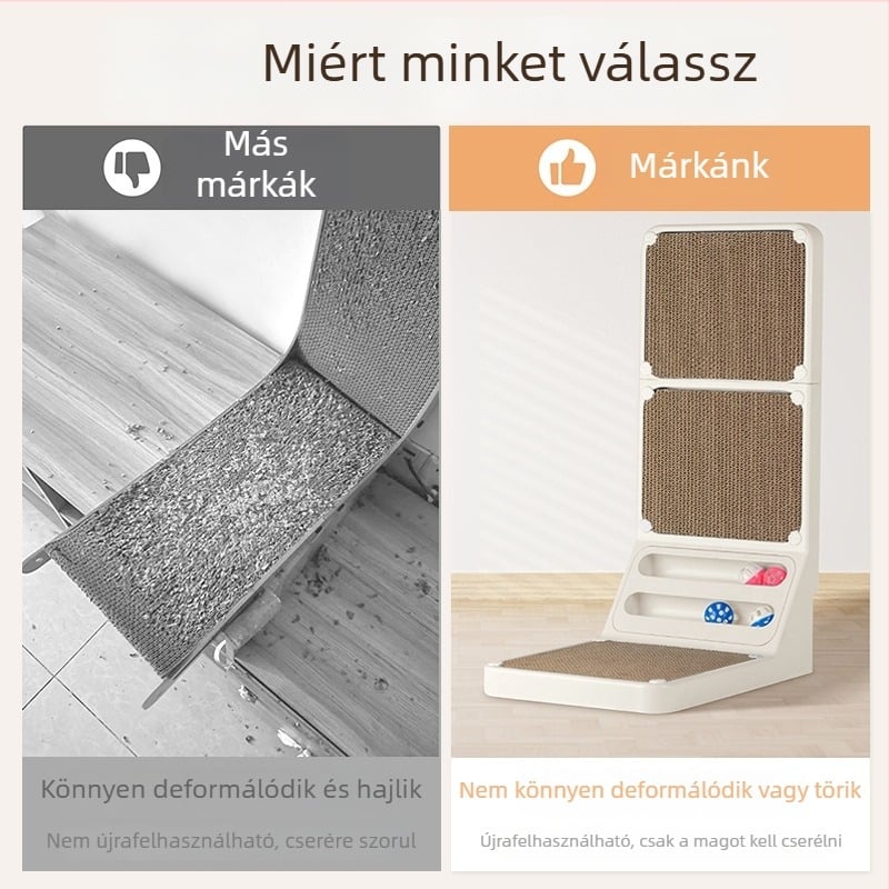L alakú macska karmoló deszka, fehér, kopásálló, szálmentes, kétoldalas, cserélhető macska játék