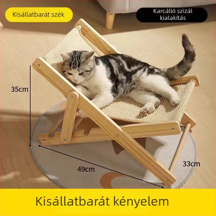 Macska ülőhely sisál karcolódeszkával, karmolásálló kisállat ágy, négy évszakos macskafészek, összecsukható pihenőfotel és macskajáték