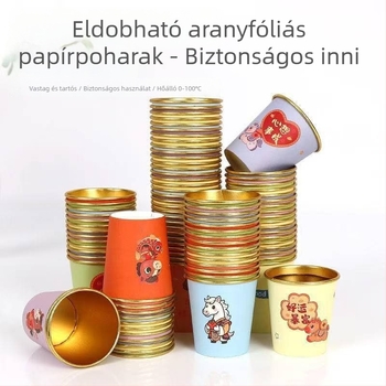 Eldobható papírcsészék, 2026-os Ló éve, otthoni használatra, Tavaszi Fesztivál és Újév, vastagított arany fóliával, kis csészék 101–200 ml