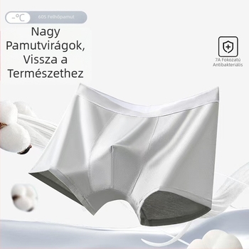 60 db férfi pamut boxeralsónadrág, A osztályú, antibakteriális kezelés, egyszínű, lélegző, nagy méret