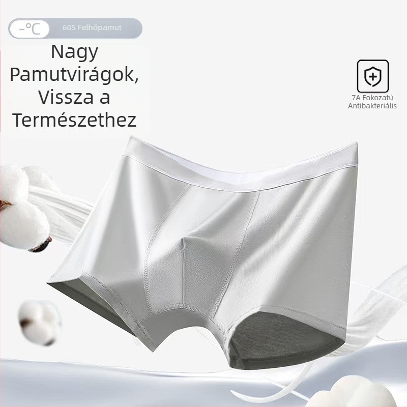 60 db férfi pamut boxeralsónadrág, A osztályú, antibakteriális kezelés, egyszínű, lélegző, nagy méret