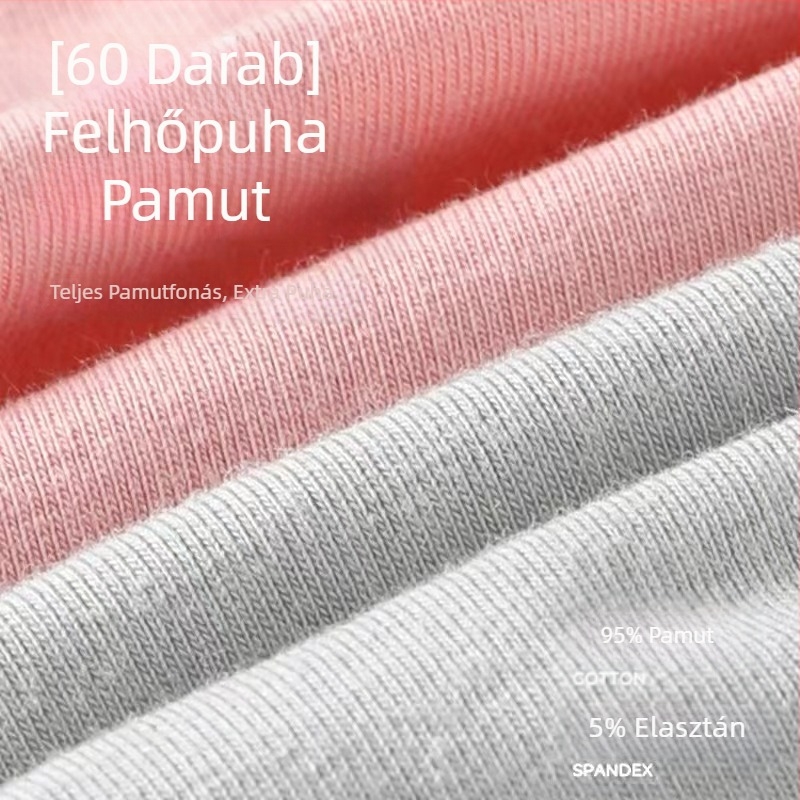 60 db férfi pamut boxeralsónadrág, A osztályú, antibakteriális kezelés, egyszínű, lélegző, nagy méret