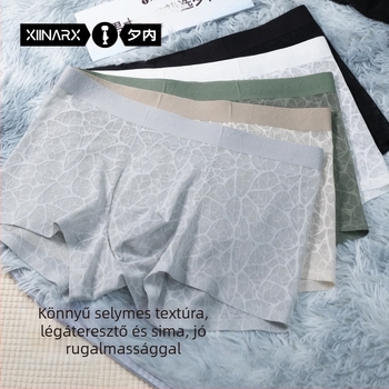 Férfi jégselyem hálós boxeralsó jacquard leopard mintával és kamélia illatú hidratáló hatással