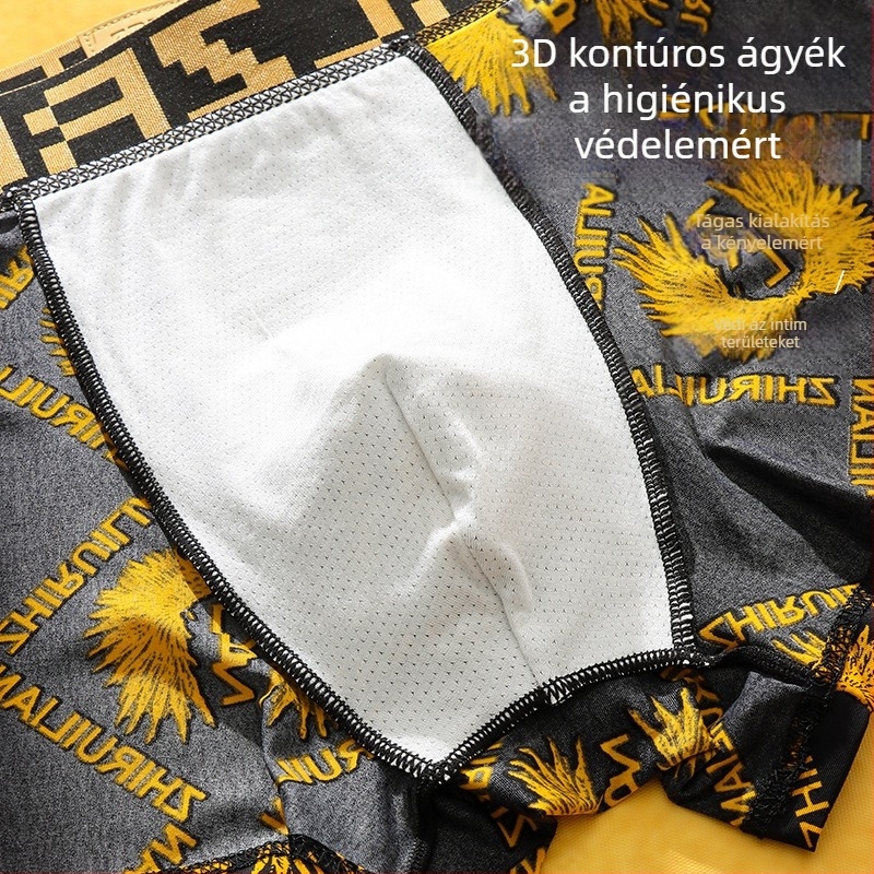 Férfi boxeralsó széles derekú – fekete-arany luxus stílus, hűsítő és lélegző
