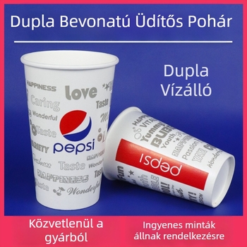 Egyszer használatos papír pohár hideg italokhoz fedővel, dupla bevonatos filmmel, vastított kivitel, 201–300 ml, nagykereskedelemben