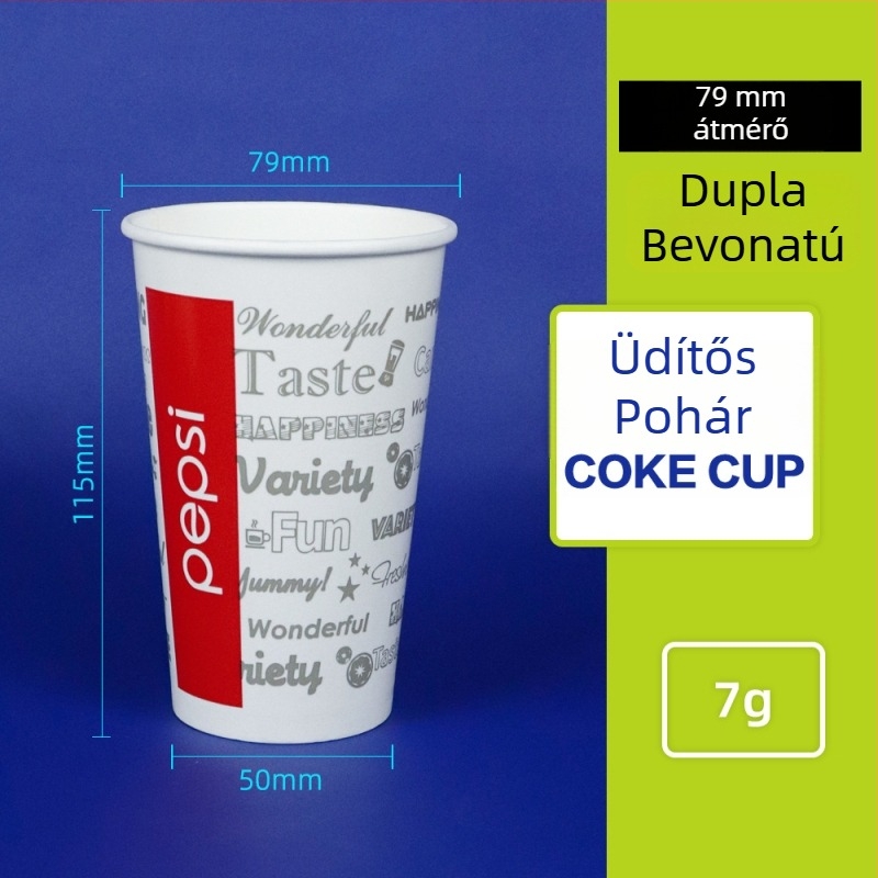 Egyszer használatos papír pohár hideg italokhoz fedővel, dupla bevonatos filmmel, vastított kivitel, 201–300 ml, nagykereskedelemben