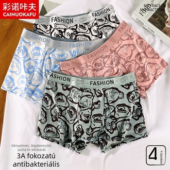 Férfi antibakteriális, lélegző tej-selyem anyagú, állatmintás középmagas derék boxer brief