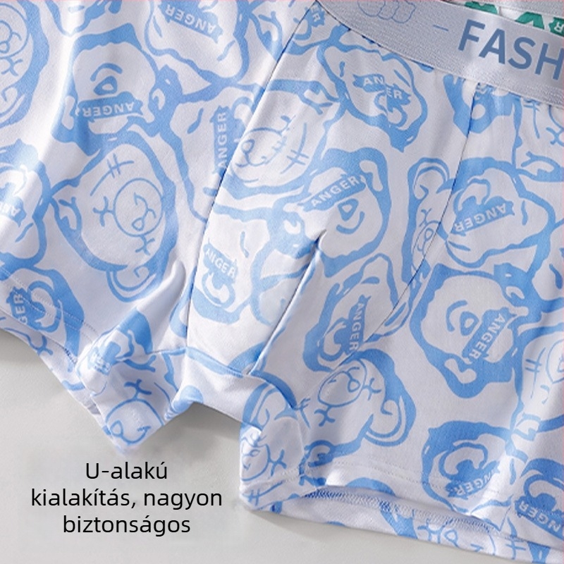 Férfi antibakteriális, lélegző tej-selyem anyagú, állatmintás középmagas derék boxer brief