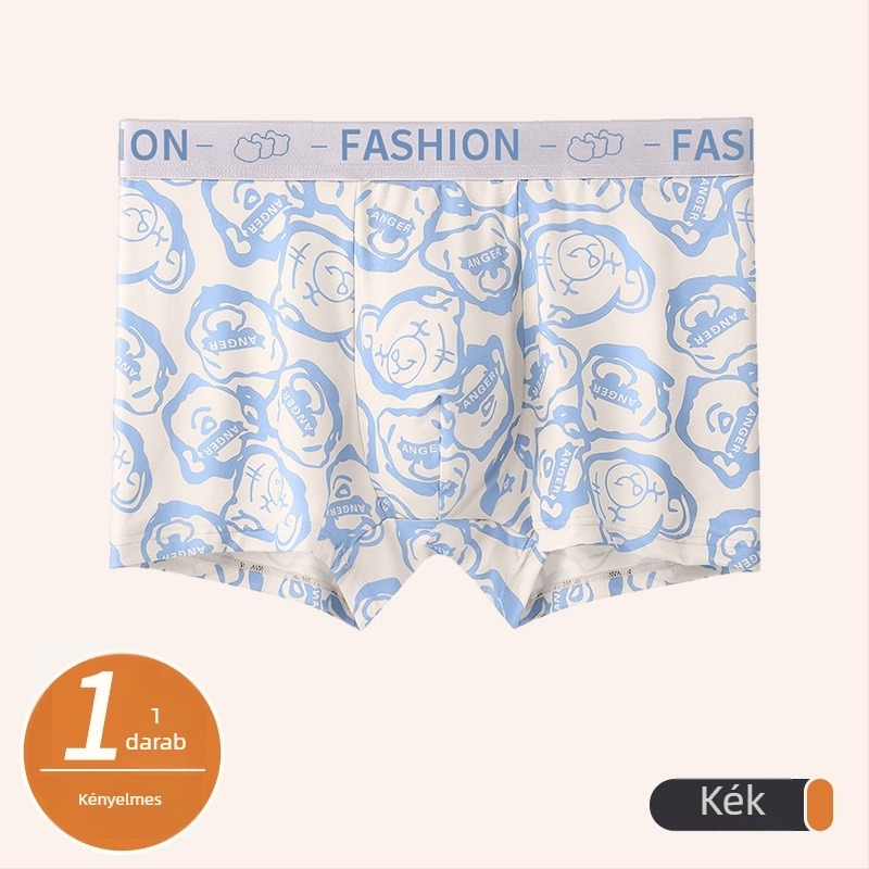 Férfi antibakteriális, lélegző tej-selyem anyagú, állatmintás középmagas derék boxer brief
