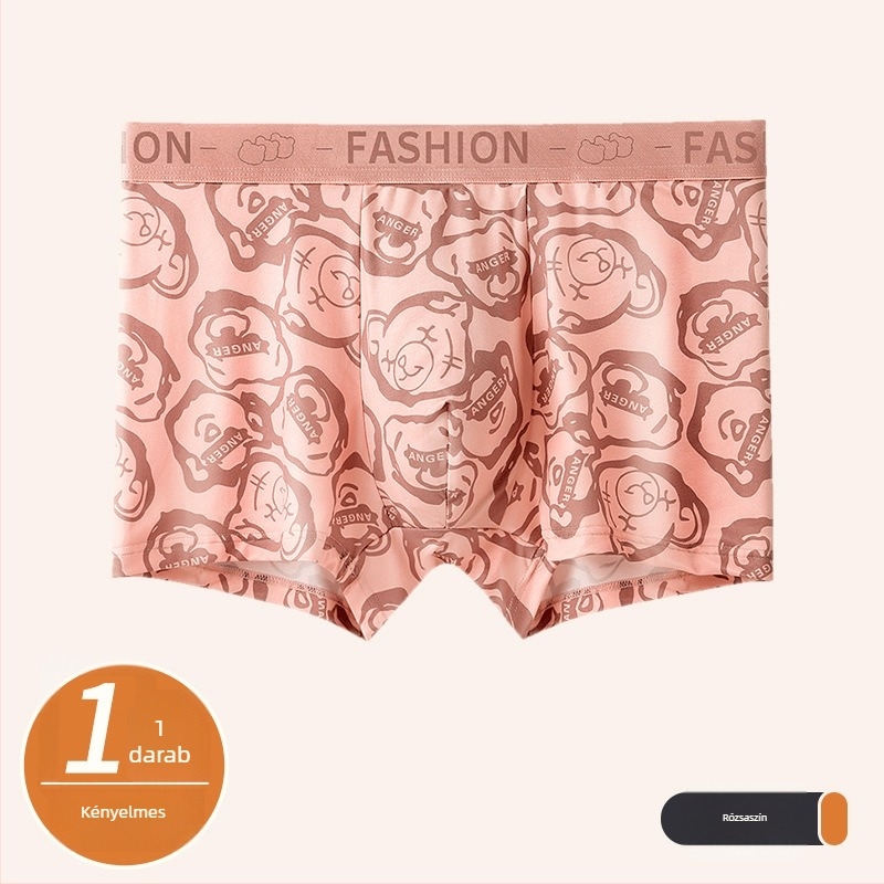 Férfi antibakteriális, lélegző tej-selyem anyagú, állatmintás középmagas derék boxer brief