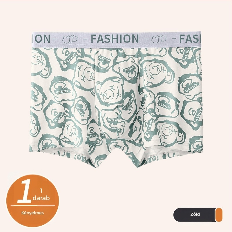 Férfi antibakteriális, lélegző tej-selyem anyagú, állatmintás középmagas derék boxer brief