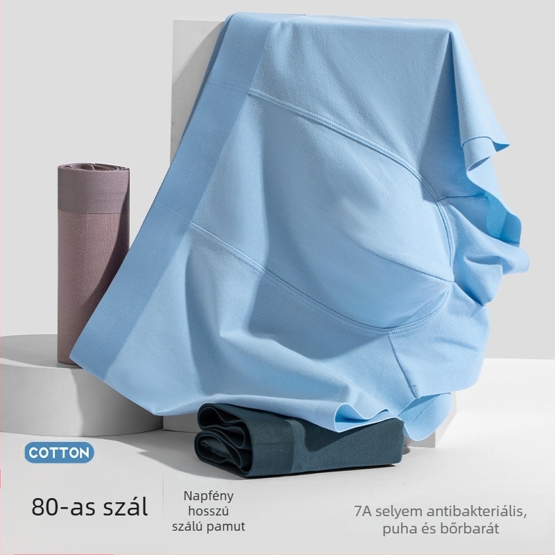 80S hosszú szálú pamutból készült férfi alsónemű, antibakteriális és lélegző, bélés a szeméremtájon mulberry selyemmel, boxer briefs