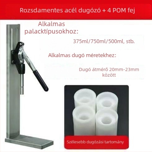 Dugóprés borosüveghez rozsdamentes acélból házi borhoz