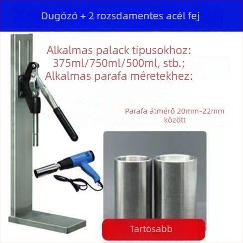 Dugóprés borosüveghez rozsdamentes acélból házi borhoz