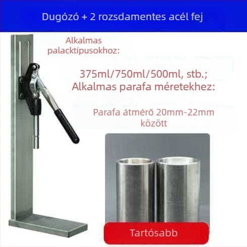 Dugóprés borosüveghez rozsdamentes acélból házi borhoz