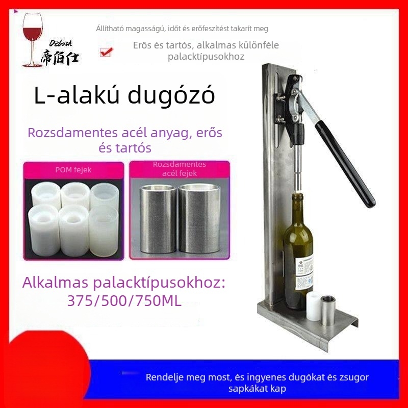 Dugóprés borosüveghez rozsdamentes acélból házi borhoz