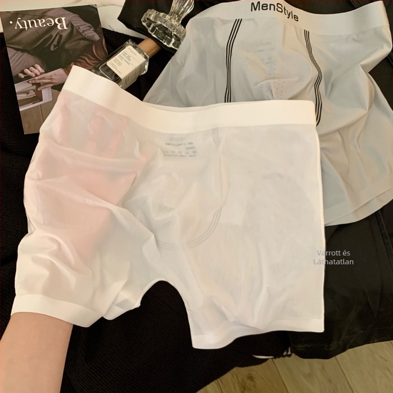 Férfi antibakteriális ice silk alsónemű, középmagasságú boxer, ultra vékony, lélegző