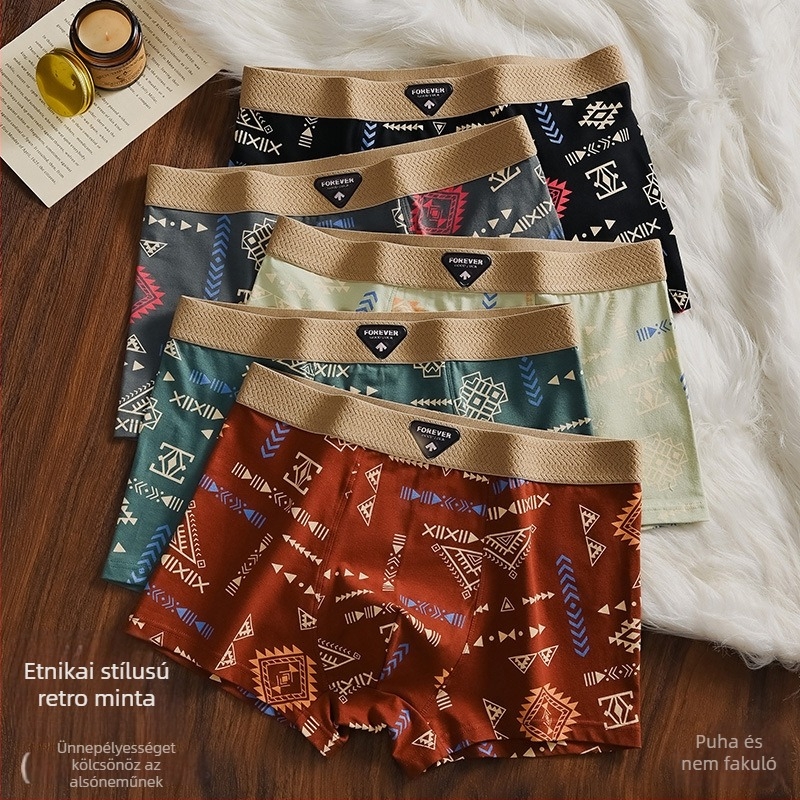 Férfi ice silk boxeralsó – nyári hűsítő, retro mintás, laza szabású, lélegző